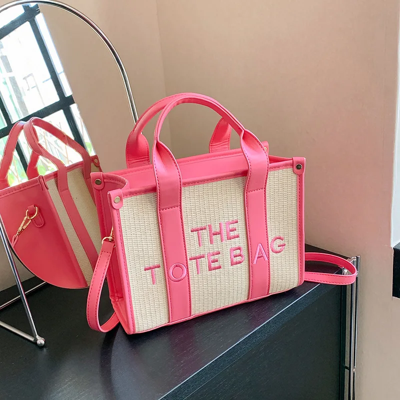 

Соломенная большая сумка для женщин — большая пляжная сумка в стиле бохо, просторная тканая сумка через плечо для летних каникул, покупок и повседневного использования