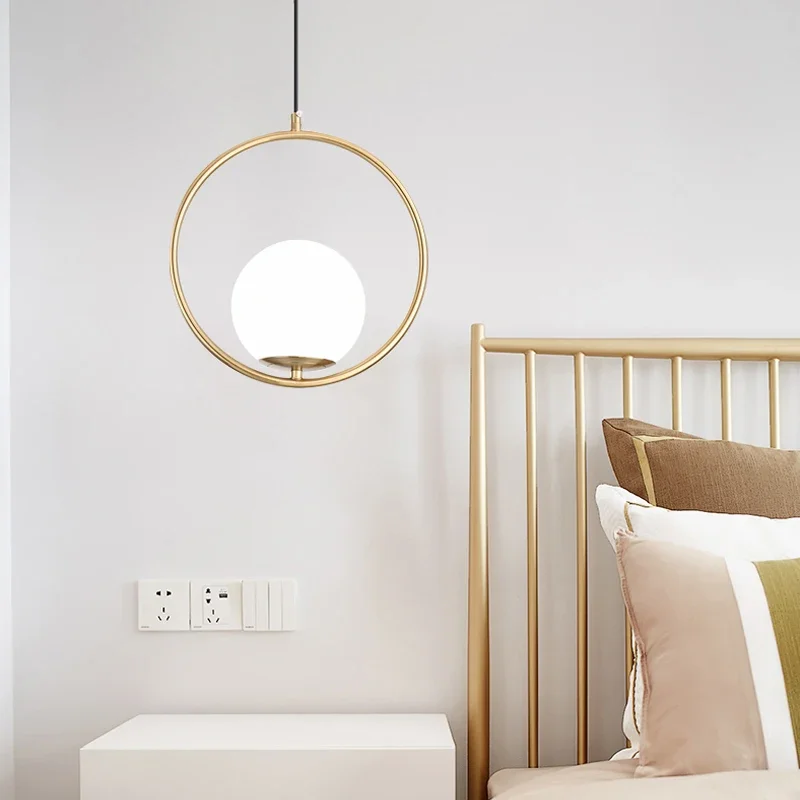 Simple Personality Spherical Glass Small Chandelier Internet Celebrity Clothing Store Bedside Single Head Light Luxury Nordic