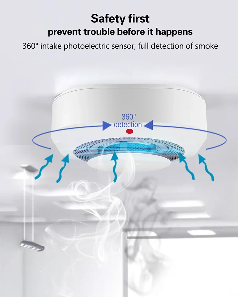 Tuya Smart Zigbee Smoke Detector, Wi-Fi, Proteção contra incêndio, Alarme de segurança doméstica, Alarme de som, Trabalhar com Alexa, Google Home,