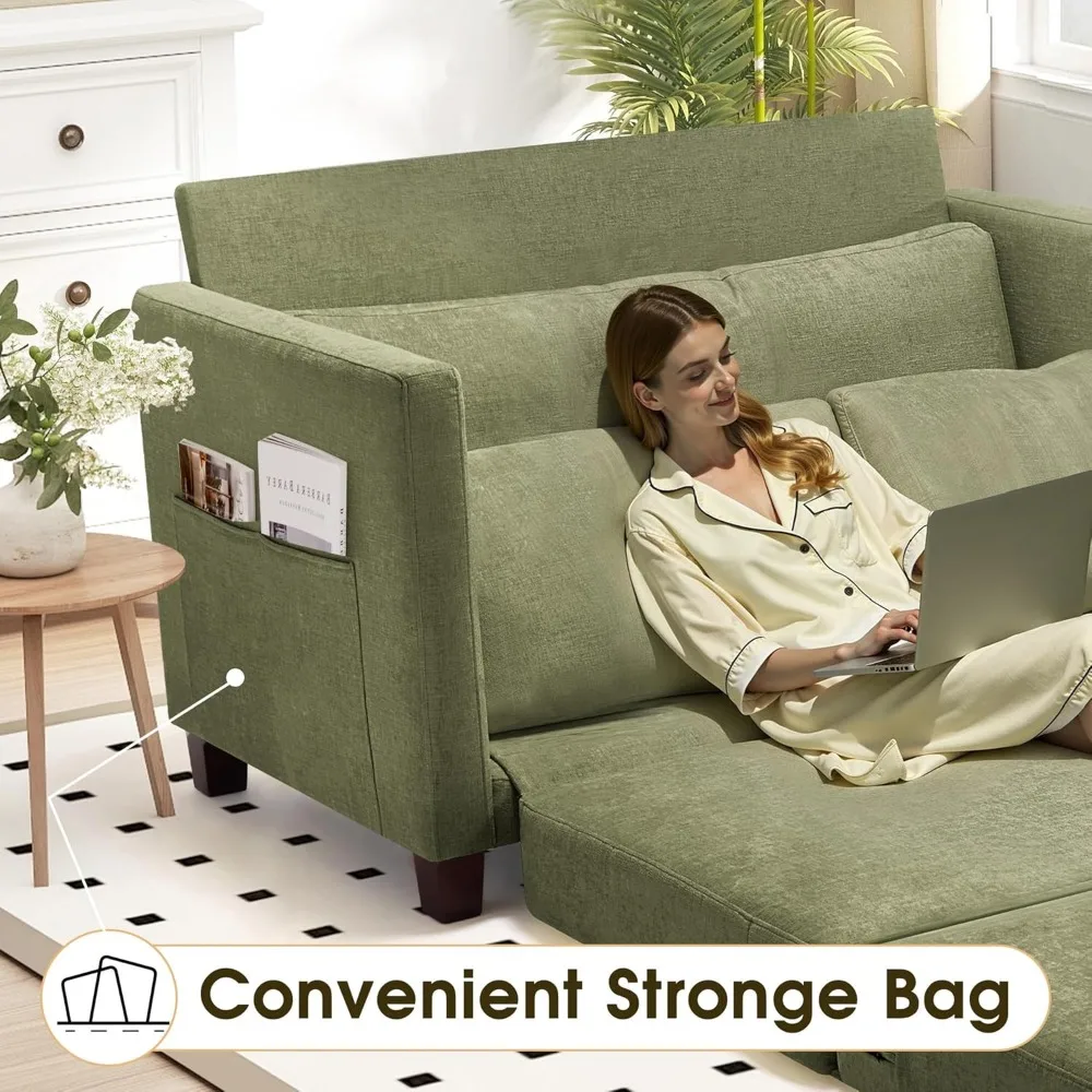 Sofá cama convertible de 51 ", sofá cama plegable 2 en 1, sofá cama de dos plazas para espacios pequeños, sofá de suelo plegable con 2 p