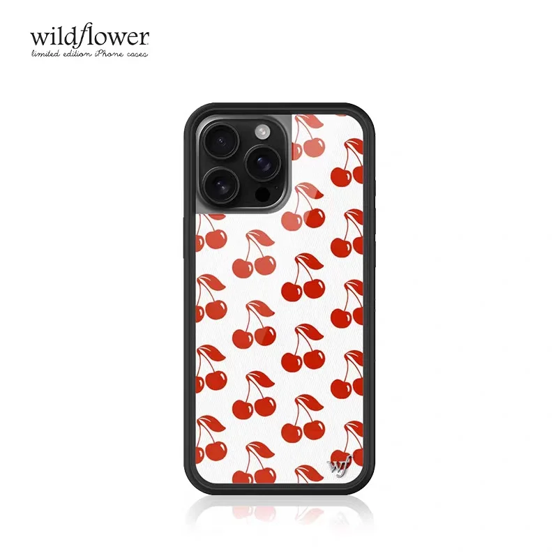 

wildflower American Cherries Phone Case for Apple iPhone 13 16 15 14 12 17 Pro Max Plus Air WF Girl Cherry Sweetheart Cover