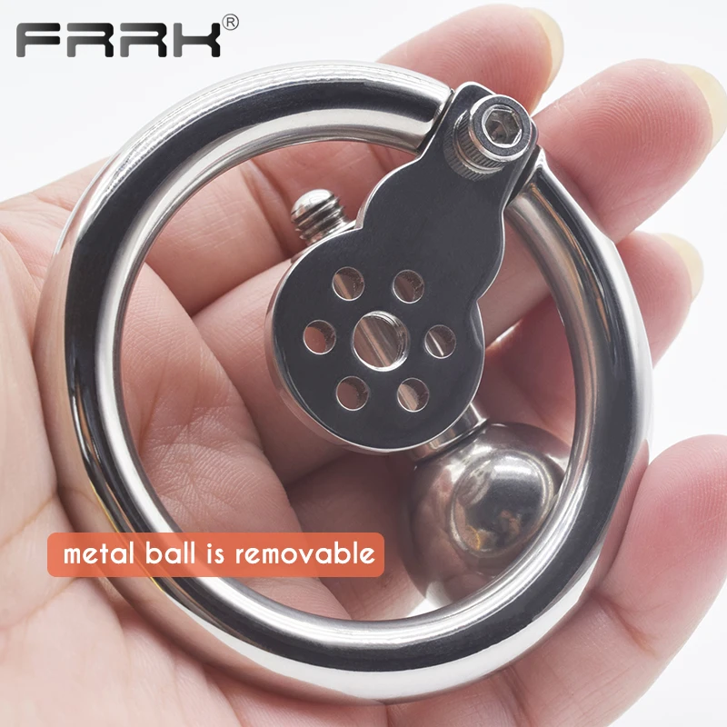 FRRK Solid Metal Ball Inverted Chastity Cage for Men Stainless Steel Negative Penis Rings BDSM Adults 18 Couple Sex Toys 콕링