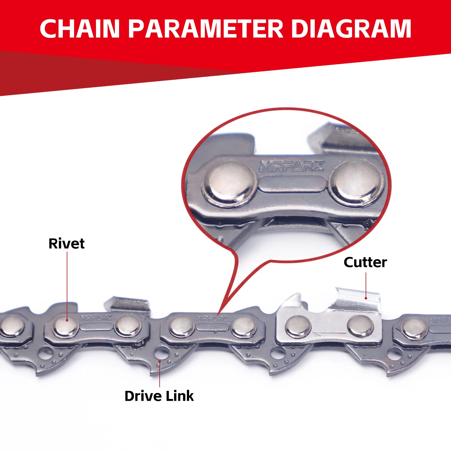 سلسلة منشار 16 بوصة لـ Stihl MS 170، MS 180 C - 3/8 بوصة LP Pitch، مقياس 043 بوصة، 55 وصلة محرك #4