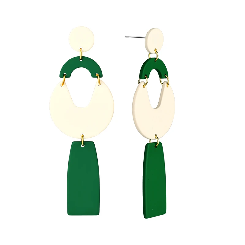 

Earrings fashionable fashion temperament long earrings, European and American green personality exaggerated earrings