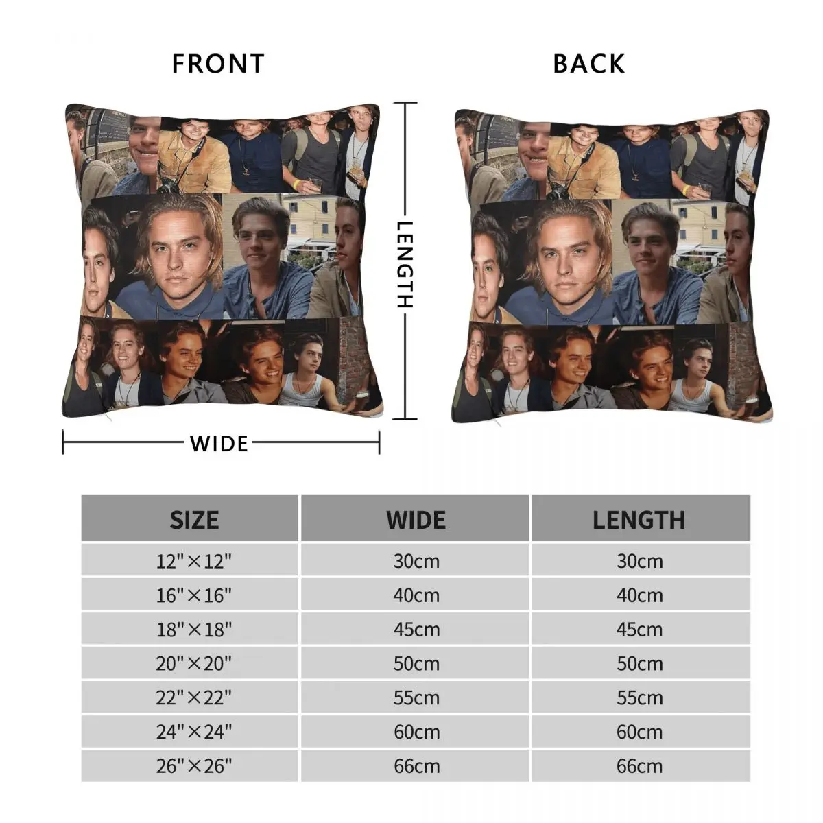 Cole & Dylan Sprouse Collage Square Pillowcase Polyester Linen Velvet Pattern Decor Throw Pillow Case Bed Cushion Cover 45x45