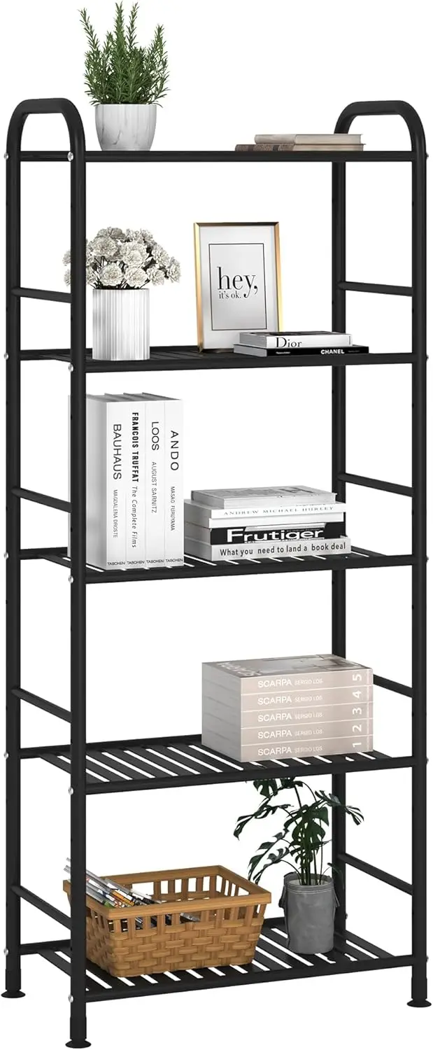 

5-Tier Adjustable Metal Shelving Unit, Heavy Duty Storage Rack for Kitchen Living Room Bathroom (Black)
