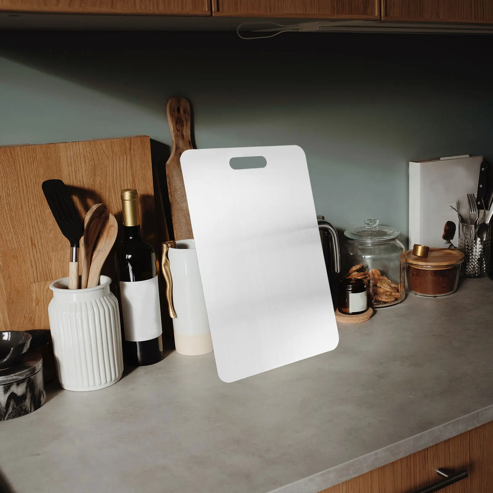 

Stainless Steel Cutting Board 30X46X0.2Cm Reversible Heavy Duty Dishwasher Safe Kitchen Chopping Block For Home Use