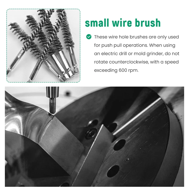 10Pcs Stainless Steel Bore Brush In Different Sizes 1/4Inch Hex Shank,Wire Brush Attachment For Drill Set