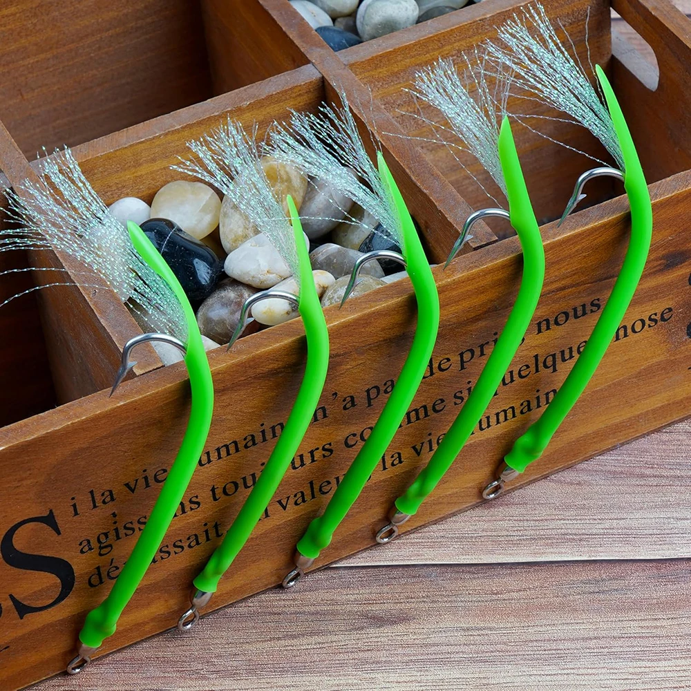 10Pcs Trolling Tube Fishing Lure  Cod Rig Tube Teaser with Stainless Steel J Hook Striped Bass Offshore Big Game jigs fishing view 5