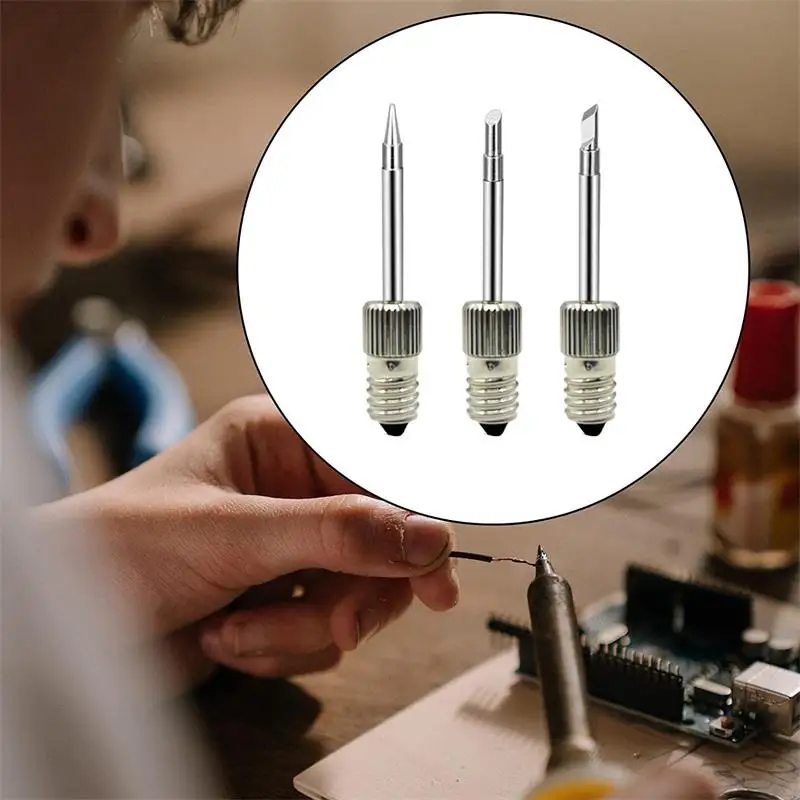 Replacement Soldering Iron Tips E10 Interface Battery Corrosion Resistant Long Life Electric Soldering Needle Tips for Indoor