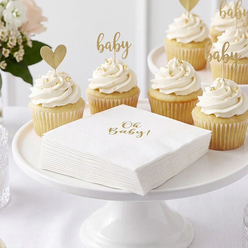 20Pcs Oh Baby Disposable Paper Napkins Suitable for Baby Shower, Parties, Birthdays, Gender Reveal Table Decoration Supplies - view 4