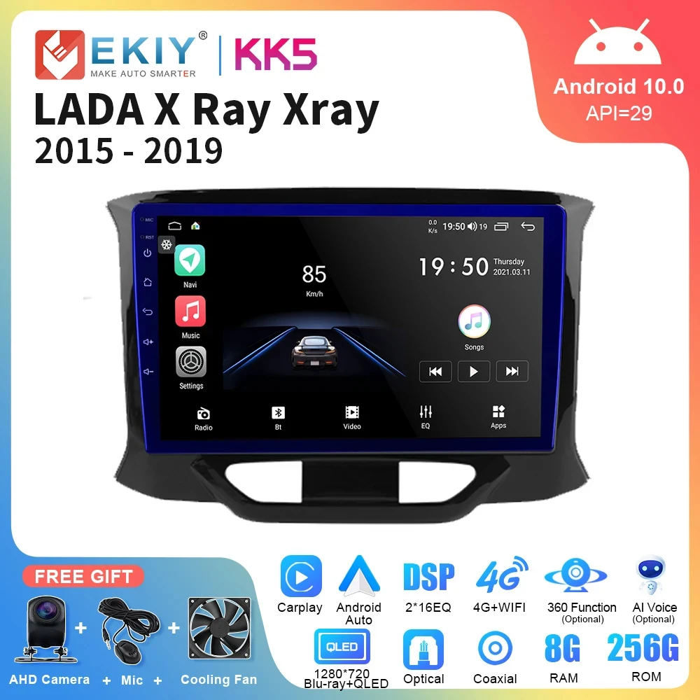 EKIY KK5 Android Car Radio Multimedia Player For LADA X Ray Xray 2015-2019 Car GPS Autoradio Navigation 2din Stereo FM Receiver