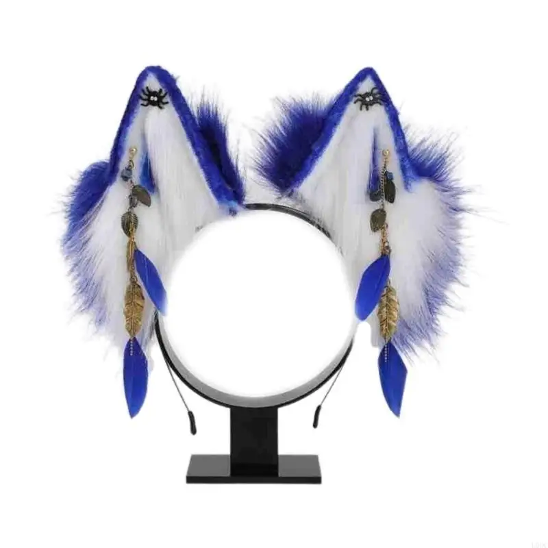 

Ear Hairhoop Women Ethnic Tassels Plush Hairband Ethnic Cosplay Headband Party Costume Role Play Headdress Y166