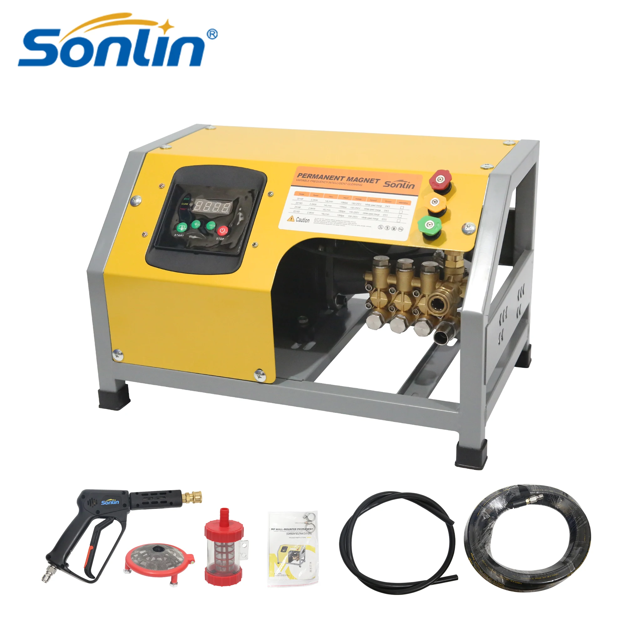 2.5KW 120 Bar 1750psi 14 L/min Lavadora de coches eléctrica comercial de alta presión con bomba de lavado de coches