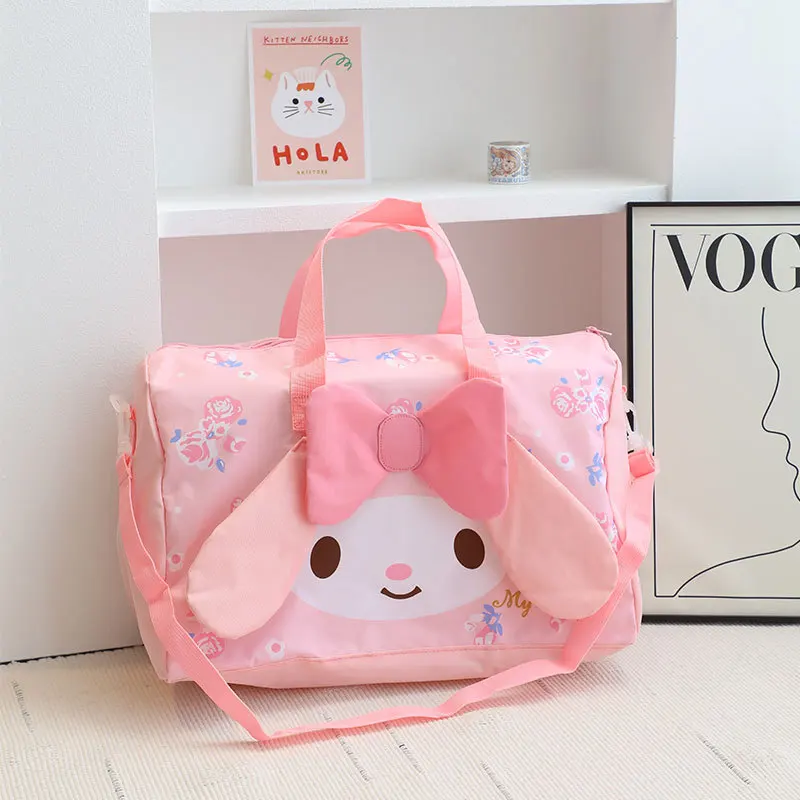 Sanrio Hello Kitty Cinnamoroll Cartoon Folding Women\'s Travel Bag Carry-on Duffel Bag Crossbody Bag Adjustable Trolley Case