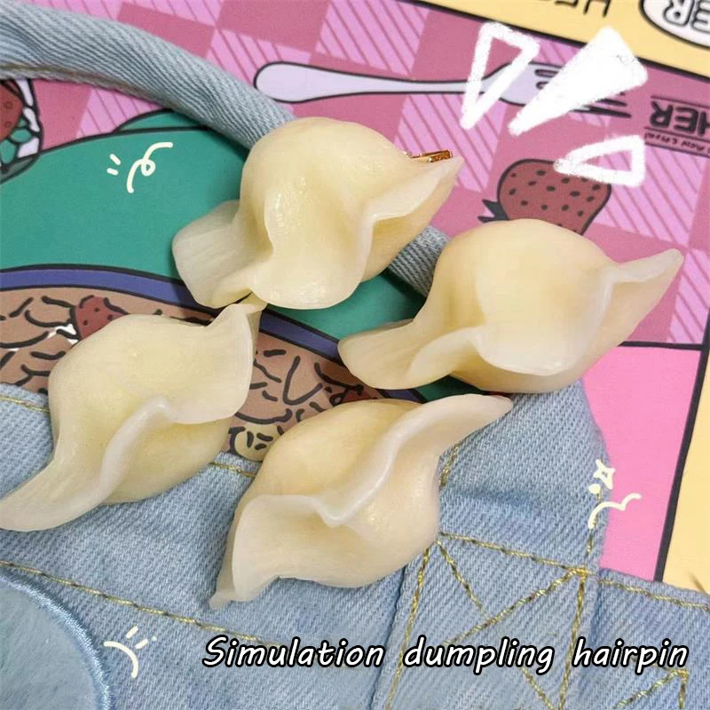 Creative Imitation Dumpling Hairpin Cute Hair Clips Girl Heart Barrette Funny Bangs Side Clip Party Tricky Hair Accessories Gift