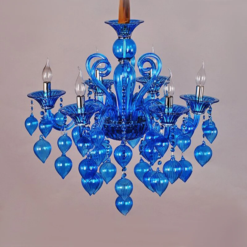 Modern Creative Purple Lotus Leaf Bud Shaped Bedroom Chandelier Mediterranean Blue Positive Red Ktv Corridor Led Pendant Lamp