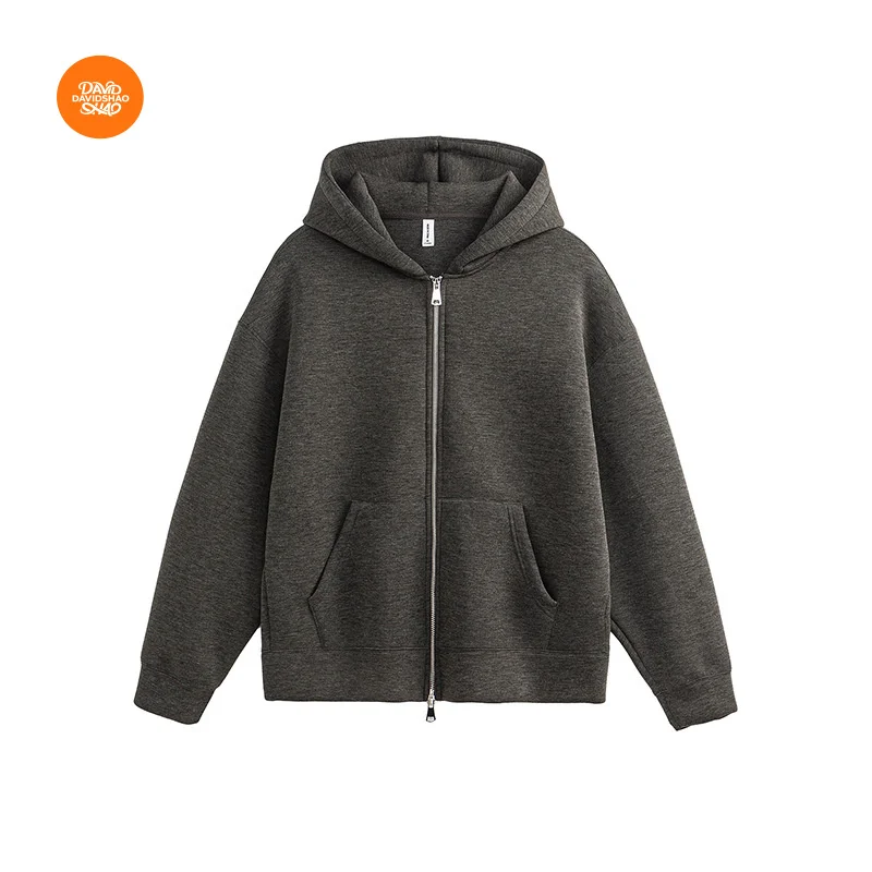 DAVIDSHAO EU US-Größe Top Qualität Street Outdoor Wear Luxus Herbst Heavy Air Layer Unisex Doppelreißverschluss Sweatshirt Hoodie