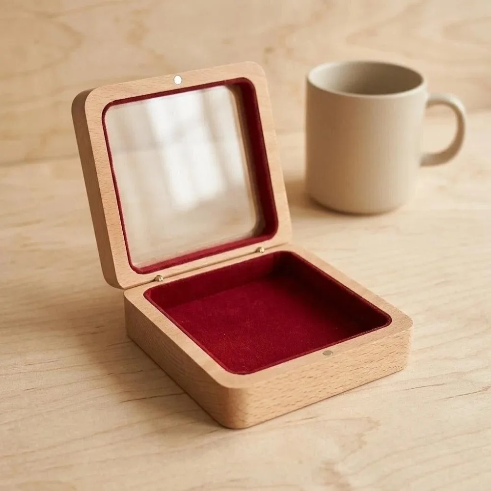 Luxury Wooden Bracelet Holder Anti-collision Square Transparent Lid Jewelry Box Storage Packaging Hand Chain Display Case