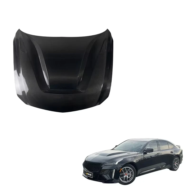 

Langyu Car Modification Accessories Engine Cover Carbon Fiber Front Bonnet for Cadillac CT5 Upgrade GTS Style Engine Hood