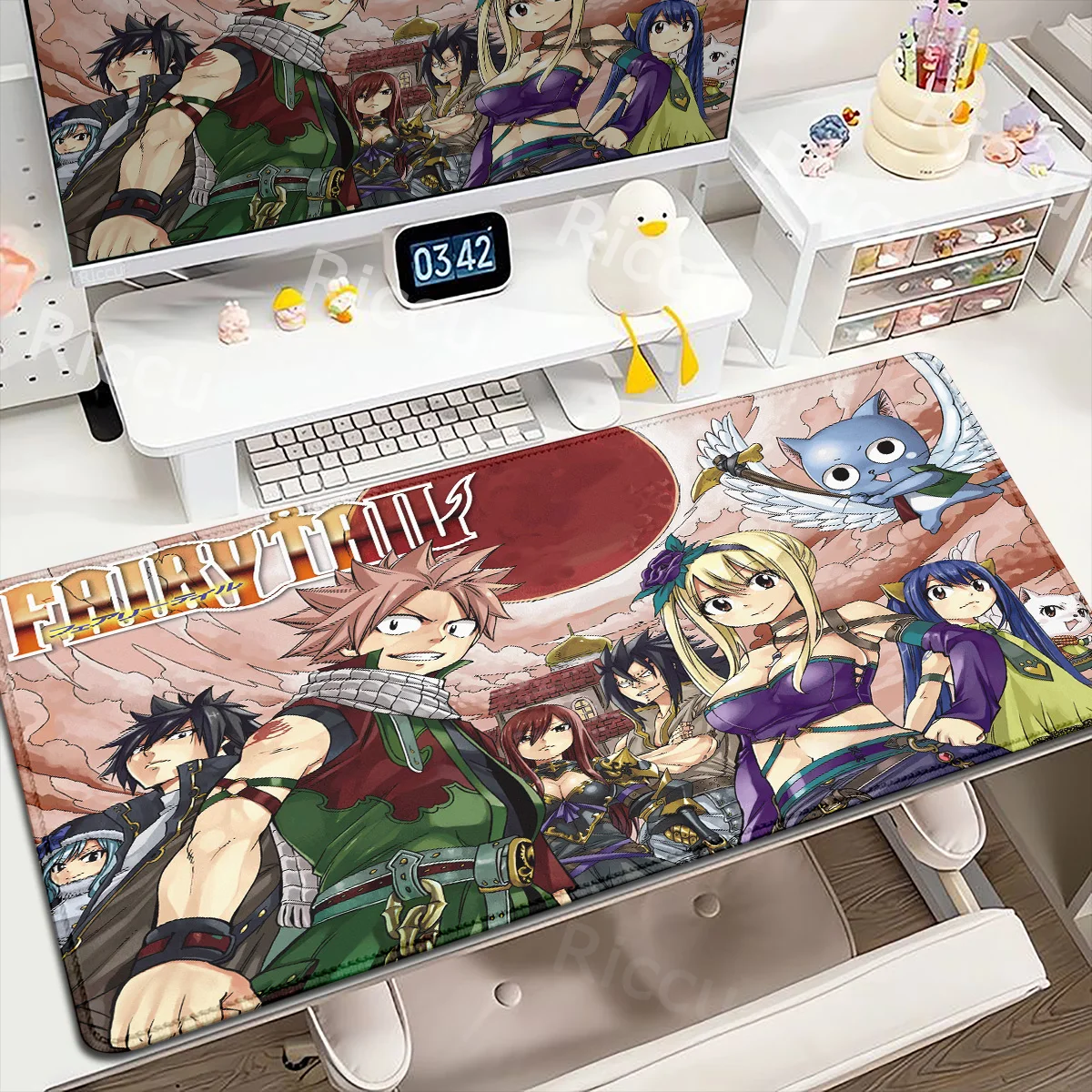 

900x400mm Anime Fairy Tail Mouse Pad HD Printing Computer Gamer Locking Edge Mouse Mat Keyboard Non-slip Deskmats PC Accessories