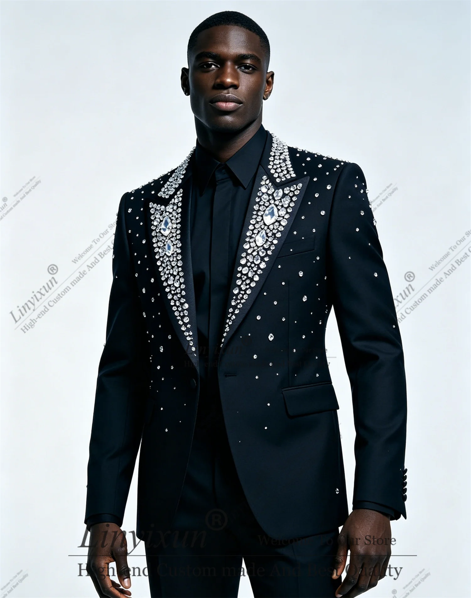 Simple Business Style Diamond Men Suit 2 Piece Groom Tuxedos Wedding Customized Male Prom Blazers Slimmen's suits and separates