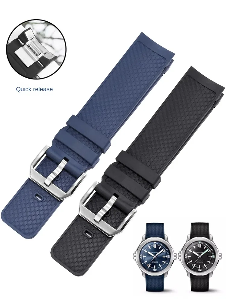 Blue Fluororubber Watch with I-W328802/376806 Adapted To Universal Ocean Timepieces with Original Quick Release 22mm.