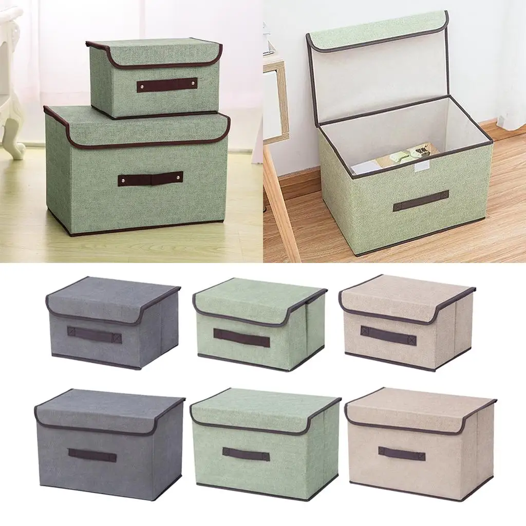 Storage Box with Lid Foldable Storage Organizer Box Storage Bin , Books, Closet, Bedroom, Home