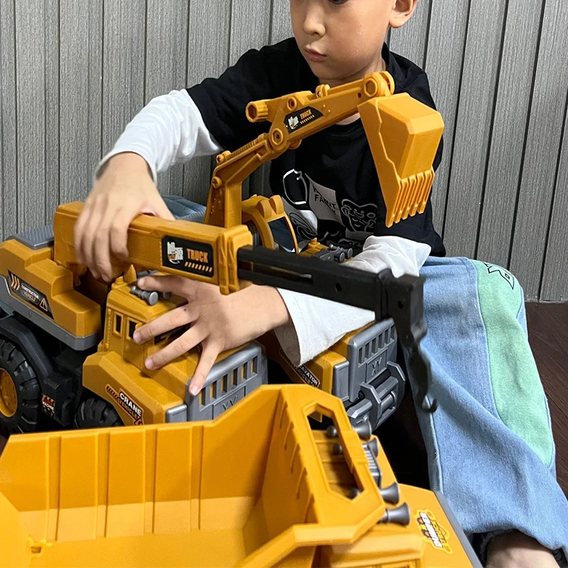 Large Children\'s Car 4 Wheels Excavator Trucks Shovel Loader Tipper Mixer Lifting Crane Truck Model Transport Cart Kids Gifts