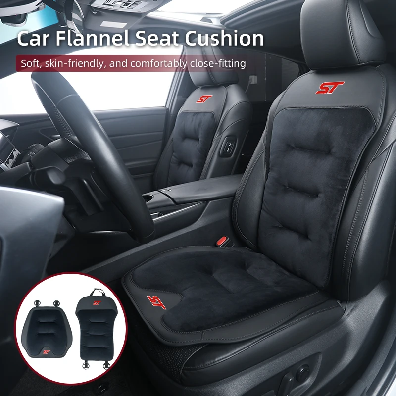 Car Winter Seat Cushion Velour Seat Cover Warmer Backrest Accessories For Ford ST Line Racing RS S Kuga Fiesta Fusion Mondeo Edg