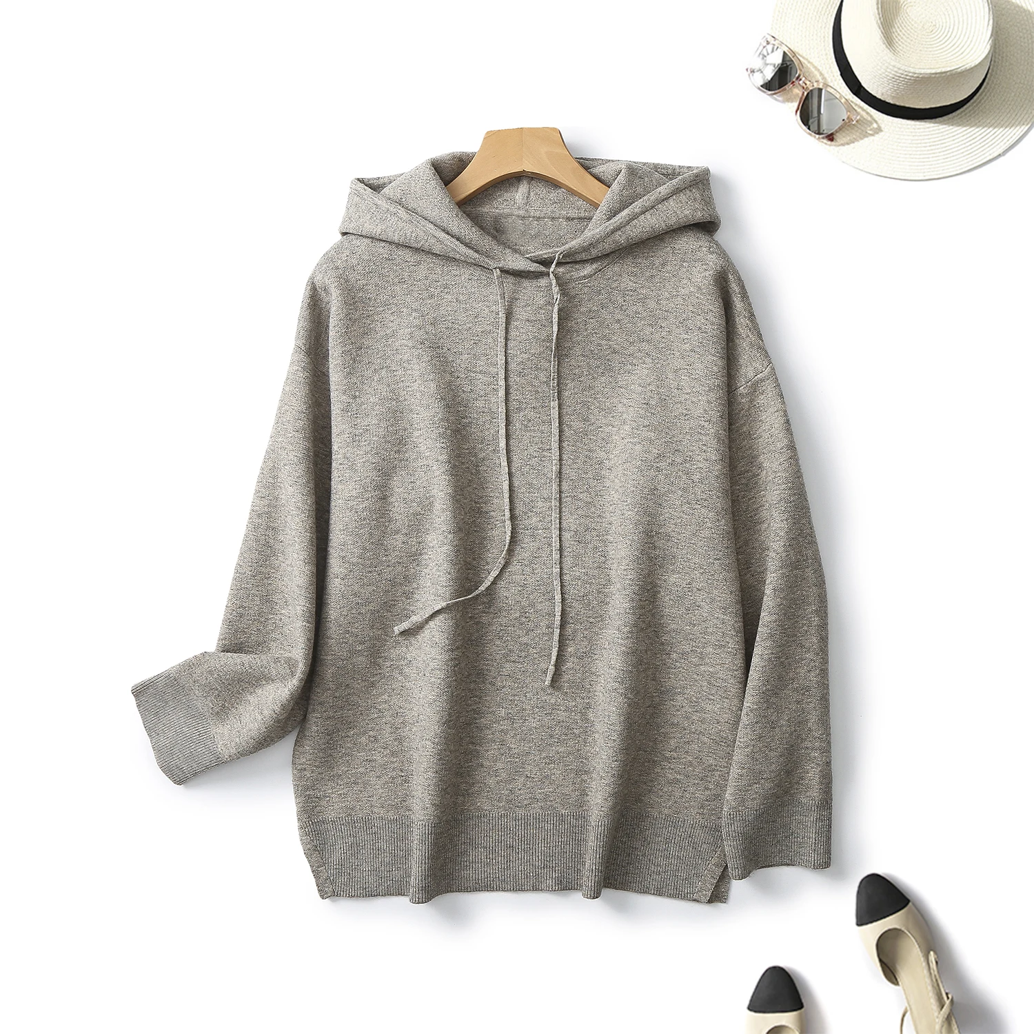 Ethereal MD 2023 autumn new style of Women\'s casual soft warm street shot design warm hooded sweater knitwear