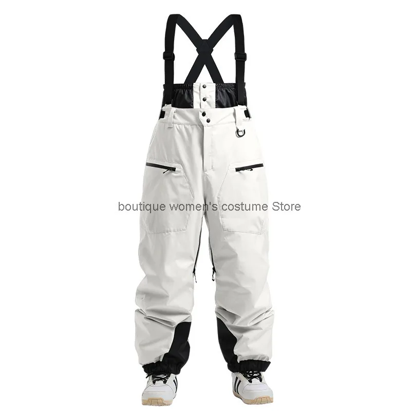 

New Women's Ski Pants with Thickened Padded Straps Warm Windproof Waterproof Winter Ski Pants for Men and Women