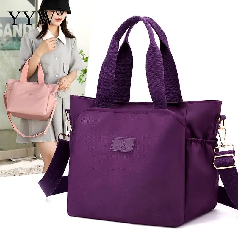 Casual Large Capacity Nylon Shoulder Handbag Waterproof Zipper Top Handle Multi Pocket Messenger Bags Women Daily Shopping Purse