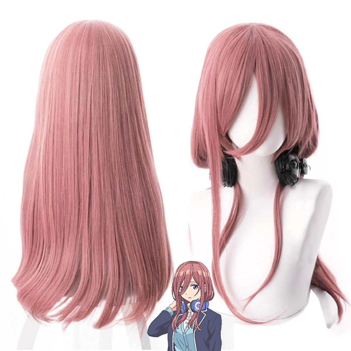 

Аниме The Quintessential Cos Quintuplets Miku Nakano Косплей Розовый длинный парик из синтетических волос