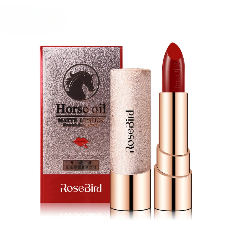 Taza antiadherente de aceite de caballo de 6 colores, lápiz labial mate hidratante, hidratante, duradero, cosmético femenino oscuro, maquillaje de alta cobertura coreano