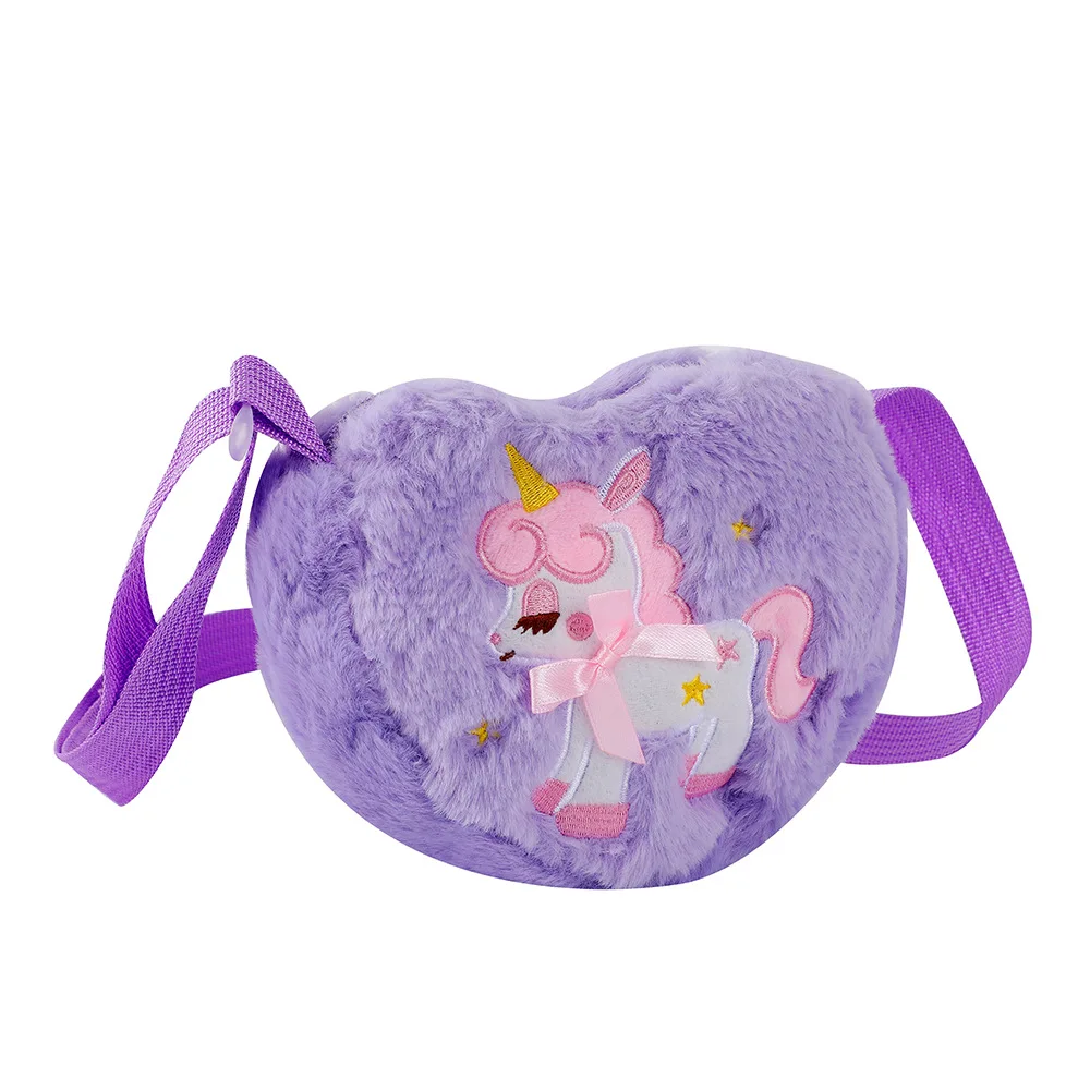 Sac à bandoulière brodé en forme de cœur de dessin animé pour enfants, sac en peluche mignon, porte-monnaie, cadeaux d'anniversaire, Nairobi, Orn, petite fille, nouveau