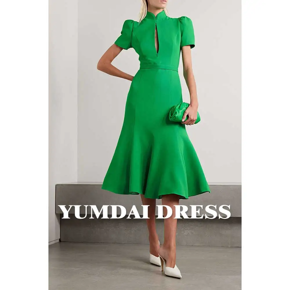 YUMDAI Gorgeous Green Mermaid Dubai Luxury Midi Evening Dress 2023 Arabian Women\'s Long Wedding Party Guest Dress Prom Dress