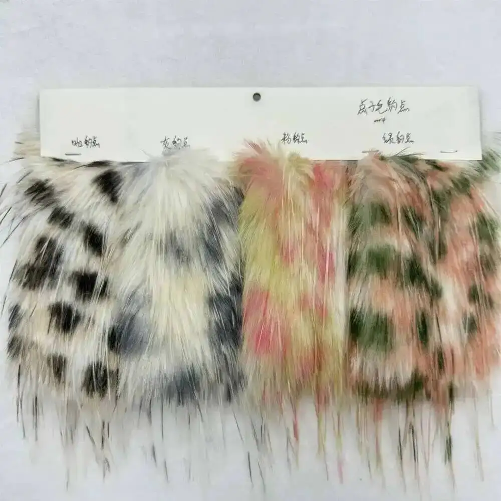 

180x80cm New Leopard Print Soft Plush Faux Fur Printing Series Polyester DIY Plush Mink Fabric Apparel Material