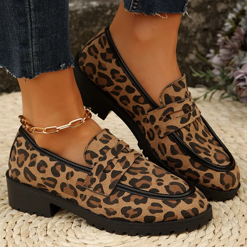 Zapatos De Mujer sepatu desainer macan tutul wanita, sneaker Slip-on kasual Inggris nyaman