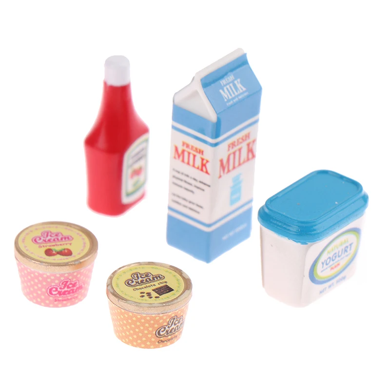 5 Buah/Set Mainan Model Makanan Miniatur Yogurt Es Saus Tomat Rumah Boneka