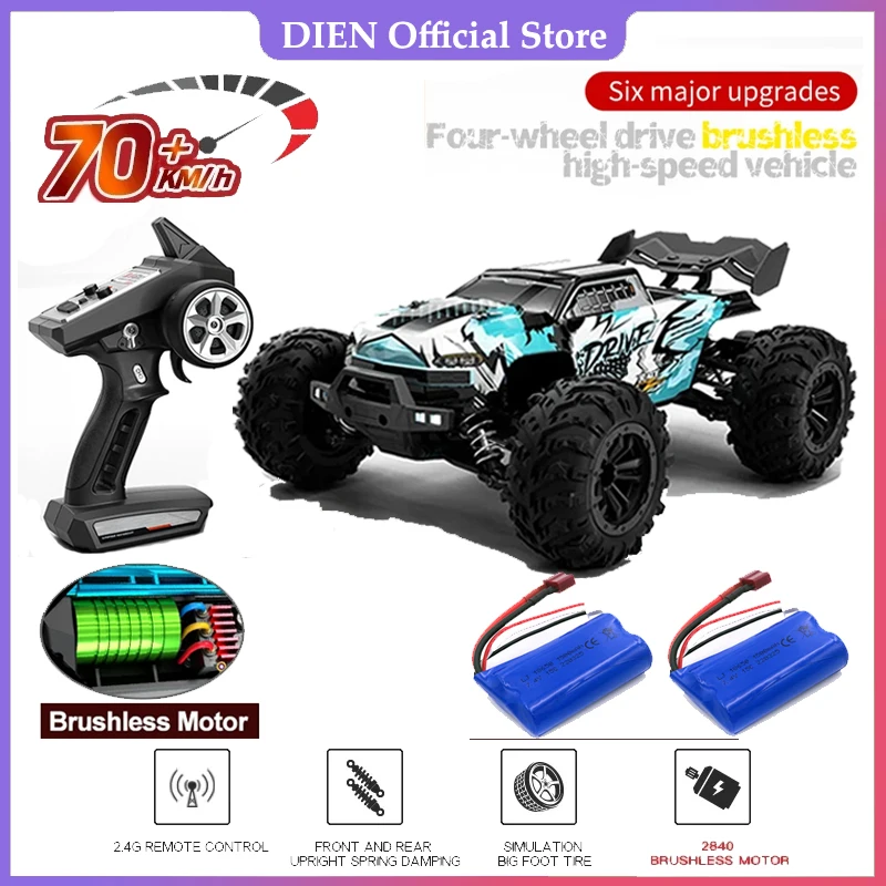 LED 리모컨 고속 드리프트 몬스터 트럭 – 4WD 4×4 RC 카, 1:16 스케일, 70+ KM/H 또는 50 KM/H, 어린이용 Wltoys 144001 장난감