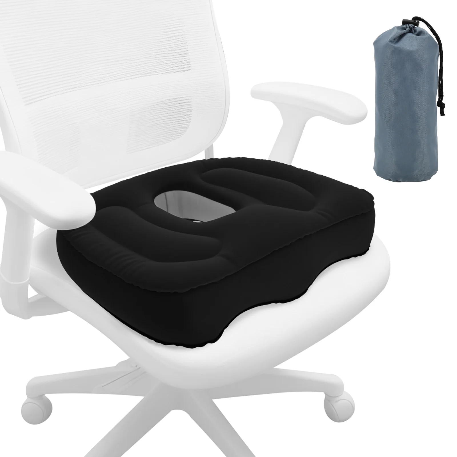 PVC Inflatable Seat Cushion Lightweight Chair Cushion Perforated Design Anti Pressure Ulcer Cushion for Car Office Chair Home