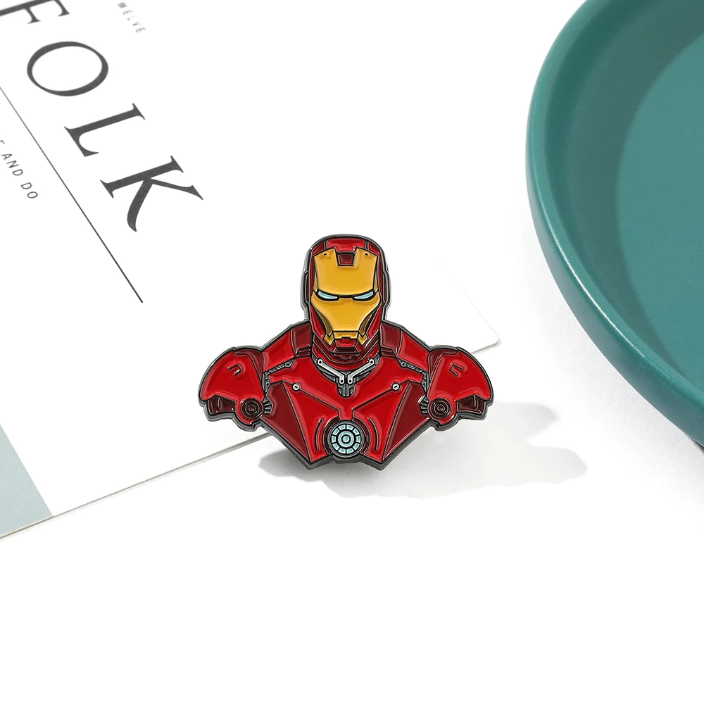 Disney Marvel Super Hero Iron Man Bust Badge Metal Enamel Lapel Pins For Backpack Accessories Avengers Button Brooches Gifts