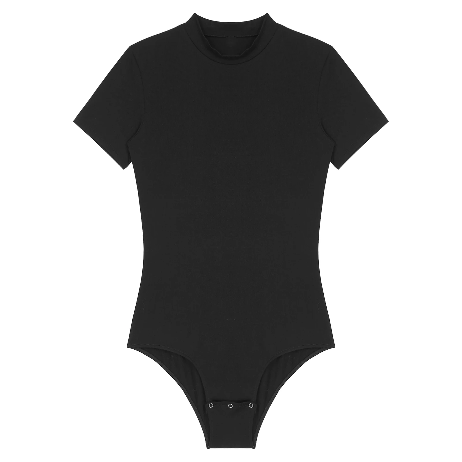 Bodysuit monocromático masculino, collant, camiseta, botão de ganga, manga curta, macacão magro, camiseta casual, macacão, pijama