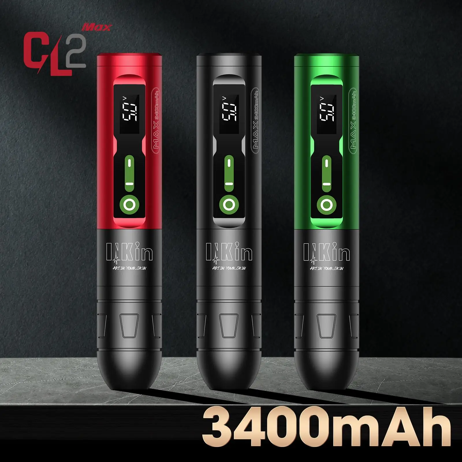 3400mAh Capacity  INKIN CL2 Max Wireless Battery Tattoo Pen Machine Led Display Power Supply for Cartridge Tattoo Needles