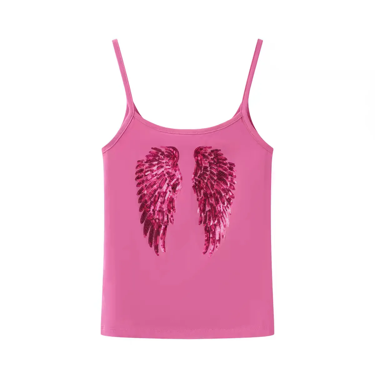 American basic rhinestone wing camisole best selling girls slim navel rhinestone Joker sleeveless top Ins Style
