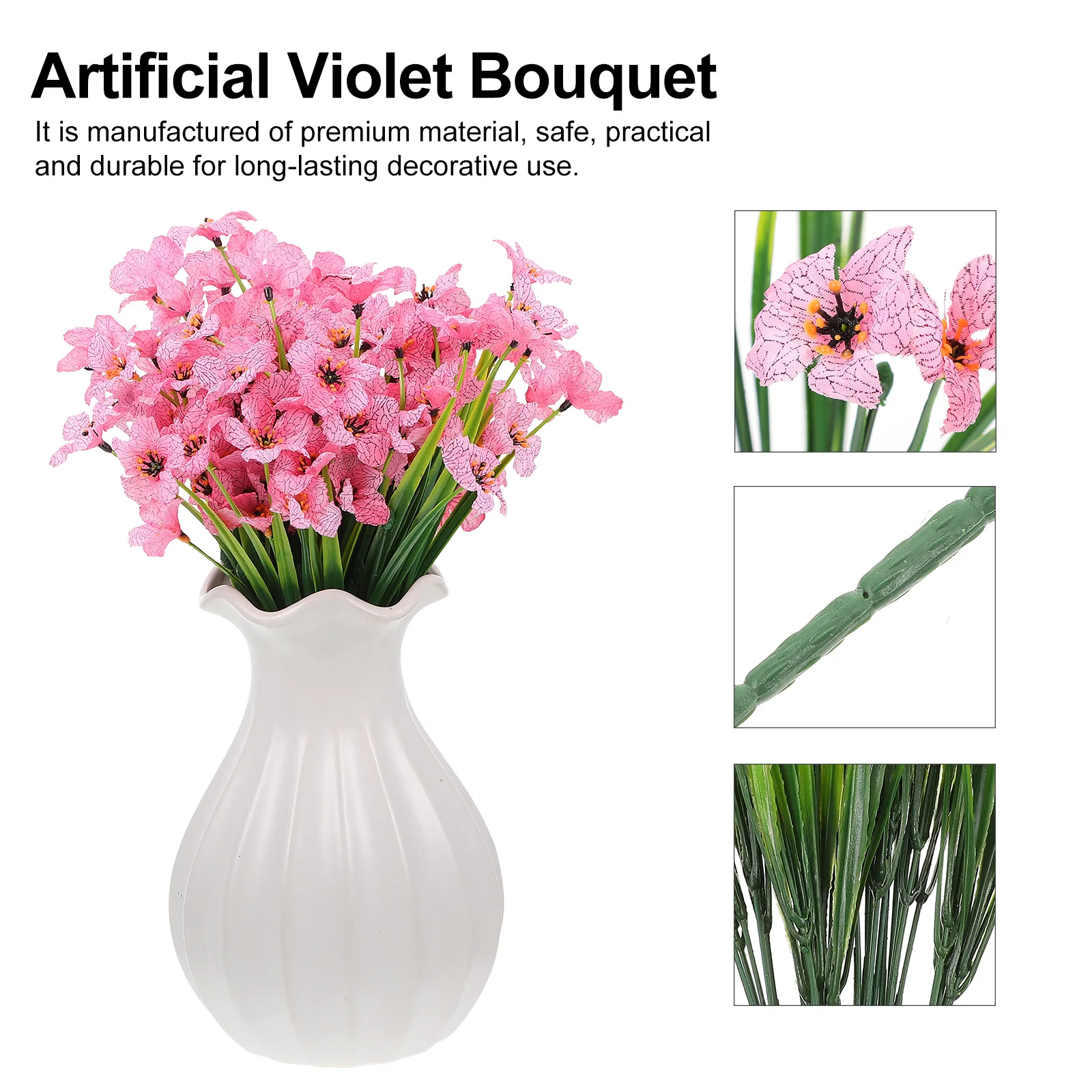 

6pcs Artificial Violet Flower Bouquet DecorativeFlowers for Wedding Party Home Adornment Plastic Photography Props