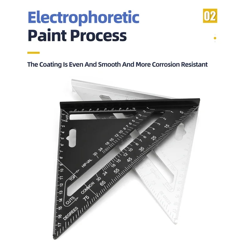 Regla Triangular para carpintero, regla cuadrada de 7 pulgadas, medición de ángulo de aleación de aluminio, juego de carpintería, medidores cuadrados, regla Triangular