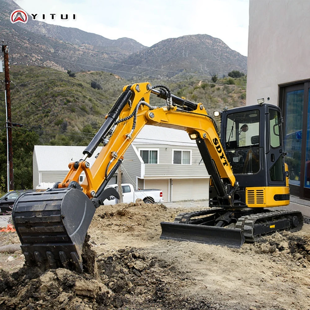 Miniexcavadora Euro 5 con Caja de Transporte de Madera, Motor Kubota Personalizado, Apta para Diversos Escenarios, Múltiples Herramientas Auxiliares