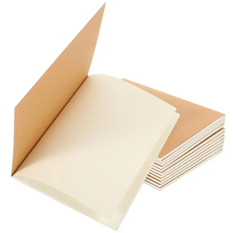 12Pcs A6 Kraft Paper Notebook Blank Lined Journal, Kraft Brown Cover Notepad Kraft Travel Journal Sketchbook Beige Page Cover